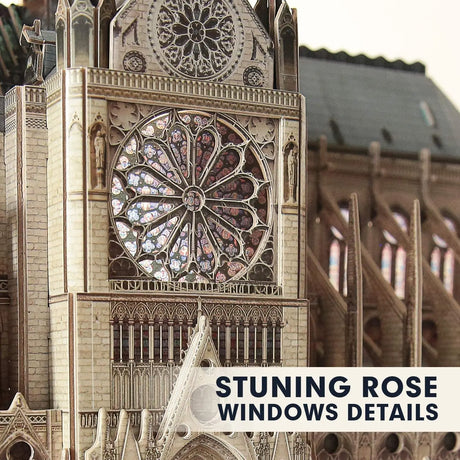 3D Puzzle for Adults Moveable Notre Dame De Paris Church Model Kits Large Challenge French Cathedral Brain Teaser Architecture Building, 293 Pieces Christmas Decorations