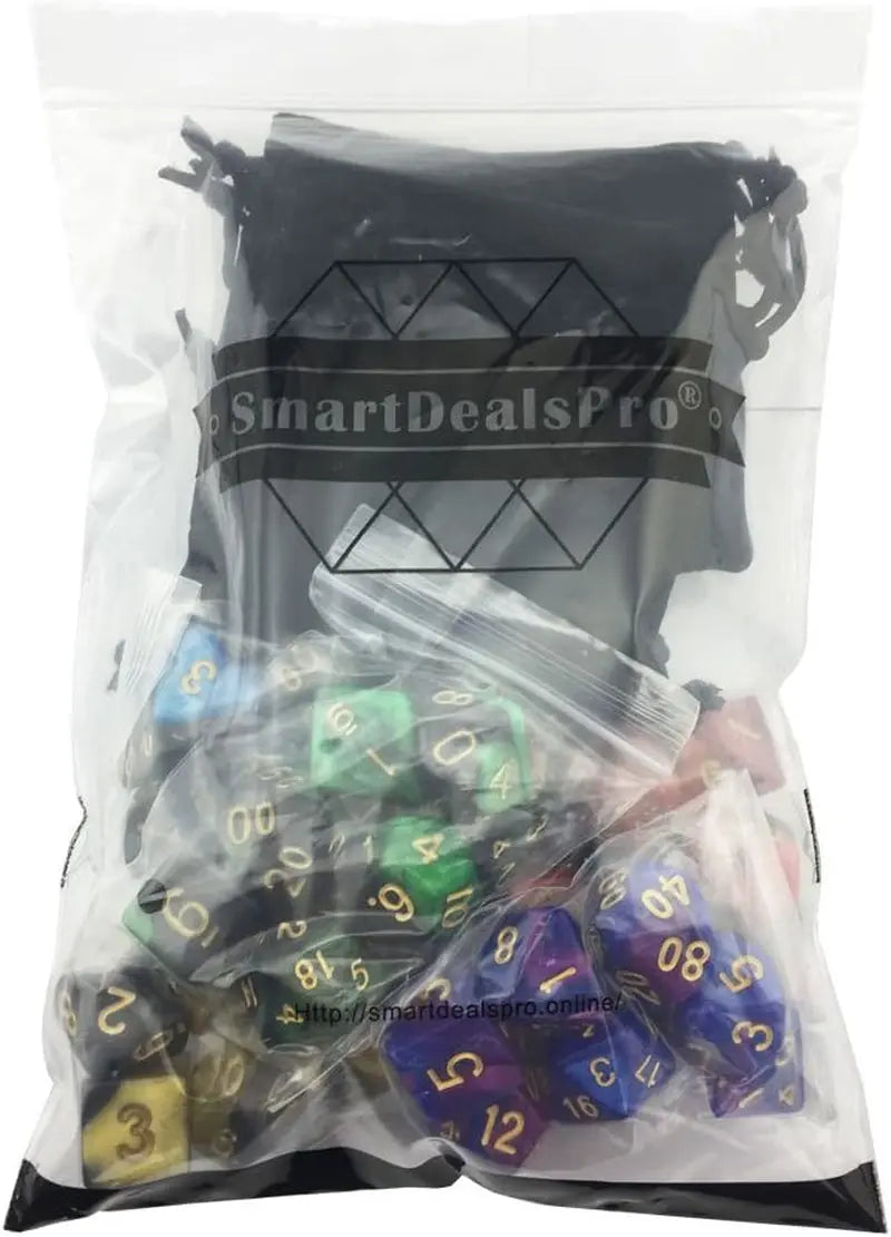 5 X 7-Die Double-Colors Polyhedral Dice Sets with Pouches for D&D DND RPG MTG Dungeon and Dragons Table Board Roll Playing Games D4 D6 D8 D10 D% D12 D20