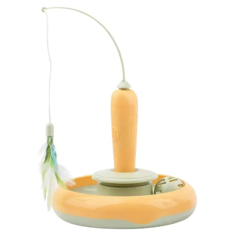 2 in 1 Electric Cat Stick and Tracks Toy Automatic Rotating Interactive Cats Toys Tracks Ball Turntable Pet Kitten Funny Sticks