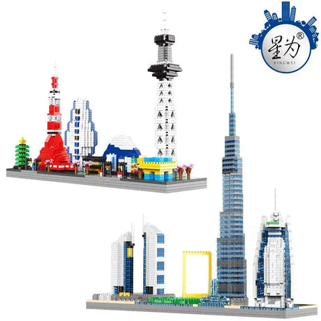 1880Pcs+ City Dubai Tokyo Building Block Mini World Architecture Sky Tree Burj Khalifa Tower Diamond Bricks Toys for Children