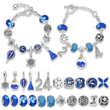 24 Days DIY Advent Calendar Jewelry Gift Box Blue Jewelry Bracelets Set for Girls Kids 2023 Countdown Christmas Advent Calendar