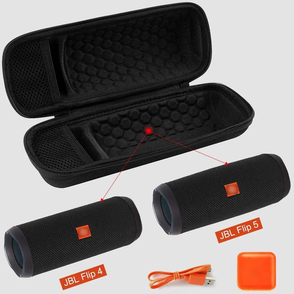 Case Compatible with JBL FLIP 6 / FLIP 5 Waterproof Portable Bluetooth Speaker. Hard Travel Storage Holder for JBL FLIP 4 and USB Cable&Adapter - Black (Case Only)