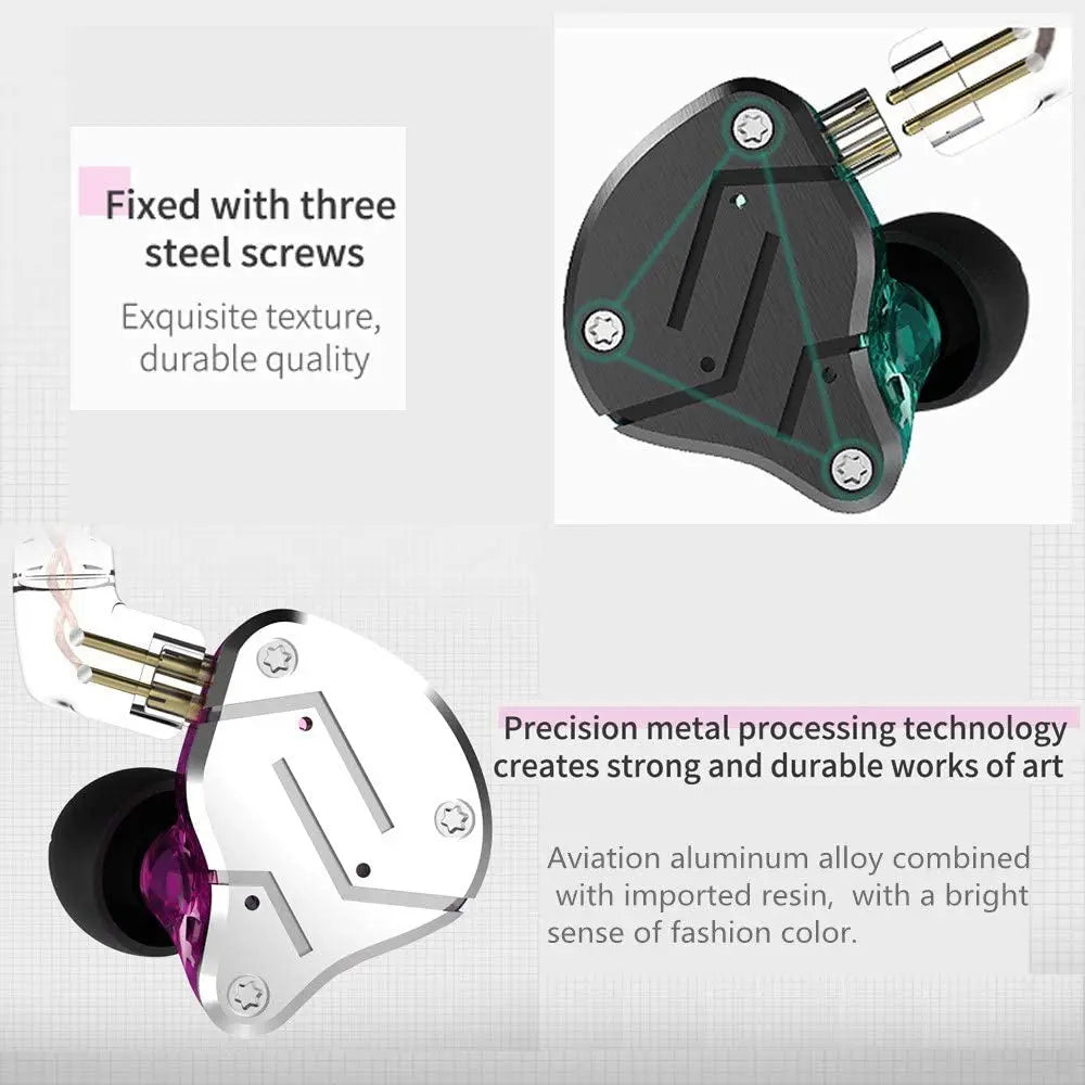 KZ ZSN Earphone in Ears Monitor with 1BA and 1DD, KZ High Fidelity in Ear Headphone Earbuds with 0.75Mm 2 Pin Cable, 1 Dynamic and 1 Balanced Armature Driver KZ Headphone (Black, NO Mic)