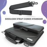 11-11.6 Inch Chromebook Case Protective Laptop Hard Cover Sleeve, Always-On Work in Case Pouch Handle Shoulder Strap (Black PU)