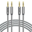 2 Pack 3.5Mm Stereo Audio Cable Extension Male to Male Nylon Braided 10Ft/3M  Tangle-Free AUX Cable for Headphones, Ipods, Iphones, Ipads, Home/Car Stereos and More (Black)