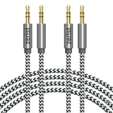 2 Pack 3.5Mm Stereo Audio Cable Extension Male to Male Nylon Braided 10Ft/3M  Tangle-Free AUX Cable for Headphones, Ipods, Iphones, Ipads, Home/Car Stereos and More (Black)