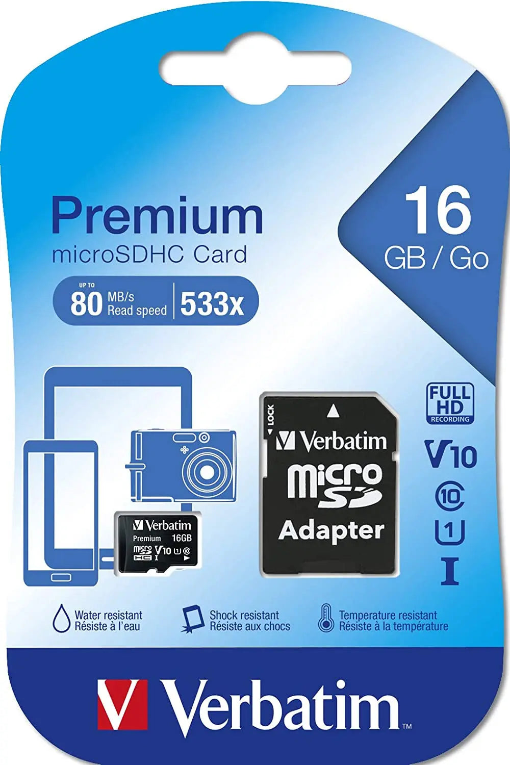44082 16GB Premium Microsdhc Memory Card with Adapter, UHS-I V10 U1 Class 10, Black