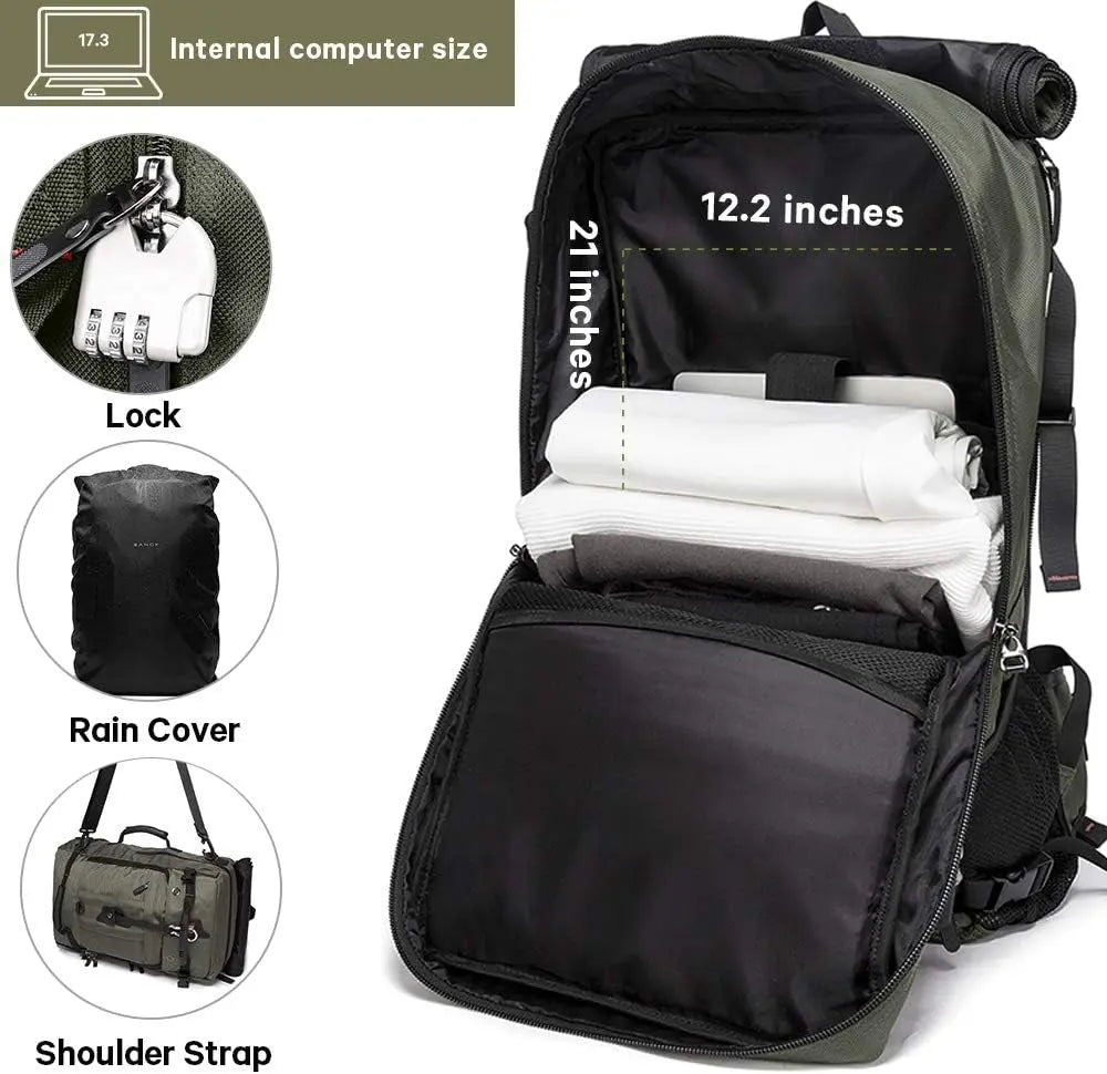 Travel Backpack, Carry on Backpack Durable Convertible Duffle Bag Fit for 15.6 Inch Laptop for Men and Women(Medium 35L)