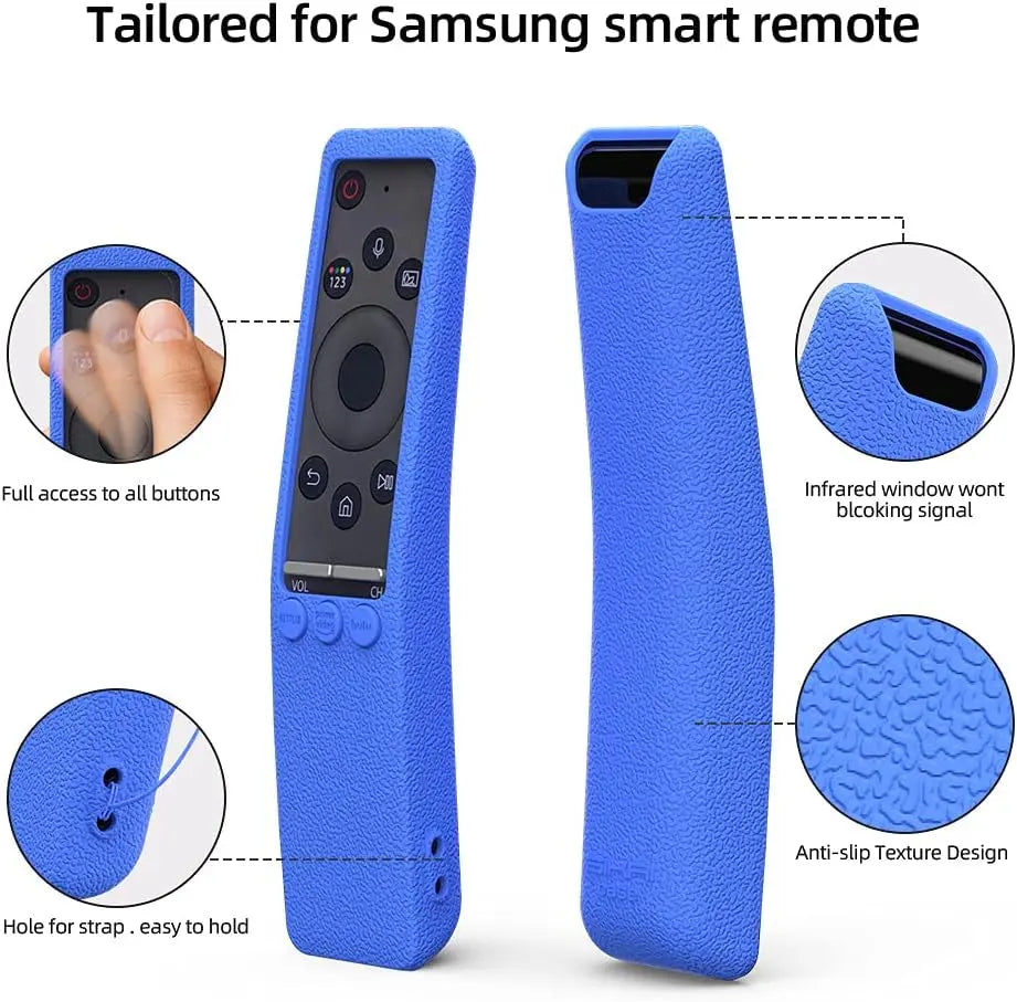 SIKAI Silicone Protective Case for Samsung BN59-01312A Smart TV Remote Shockproof Skin-Friendly Anti-Slip Battery Cover for Samsung QLED 8K TV Oneremote Anti-Lost with Remote Loop (B-Blue)