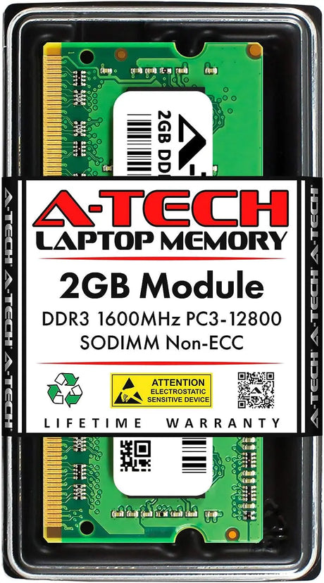 2GB DDR3 1600Mhz PC3-12800 CL11 SODIMM 204-Pin Non-Ecc SO-DIMM Laptop, Notebook RAM Memory Module