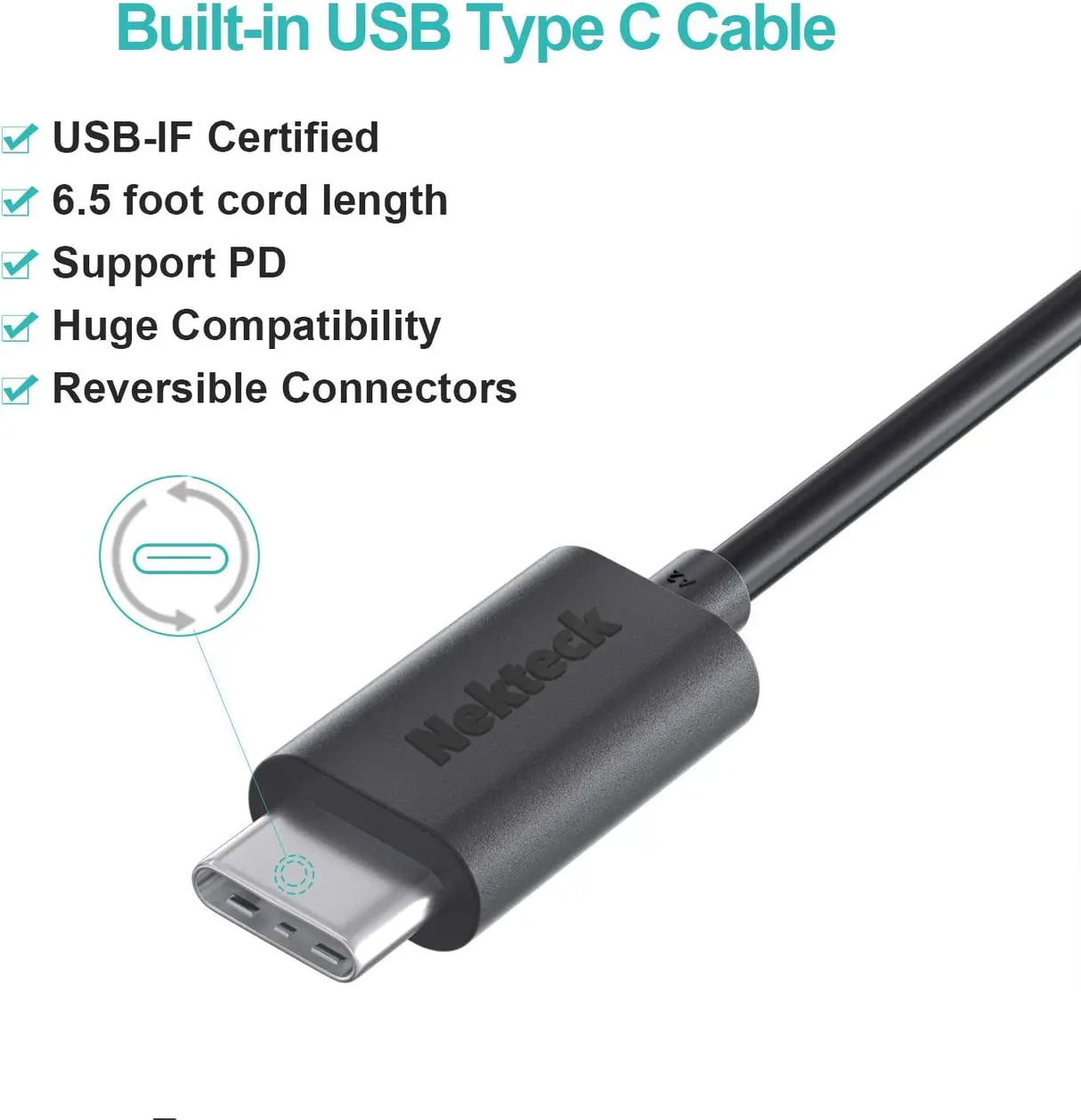 45W USB-C Charger with Attached 6Ft Long Cable, PD.3[USB-IF Certified], Compact Super Fast Charger Type C for Macbook, Dell XPS, Surface Go, Iphones, Galaxy(Not Ideal for Note10/S10/10+Pps)