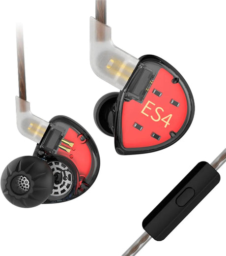 ES4 Wired Earbuds Extra Bass High Fidelity in Ear Monitor Earbuds 1Dd 1Ba Drivers Hybrid Technology IEM Earphones Wired  Headphones for Gaming Video Music (Black with Mic)