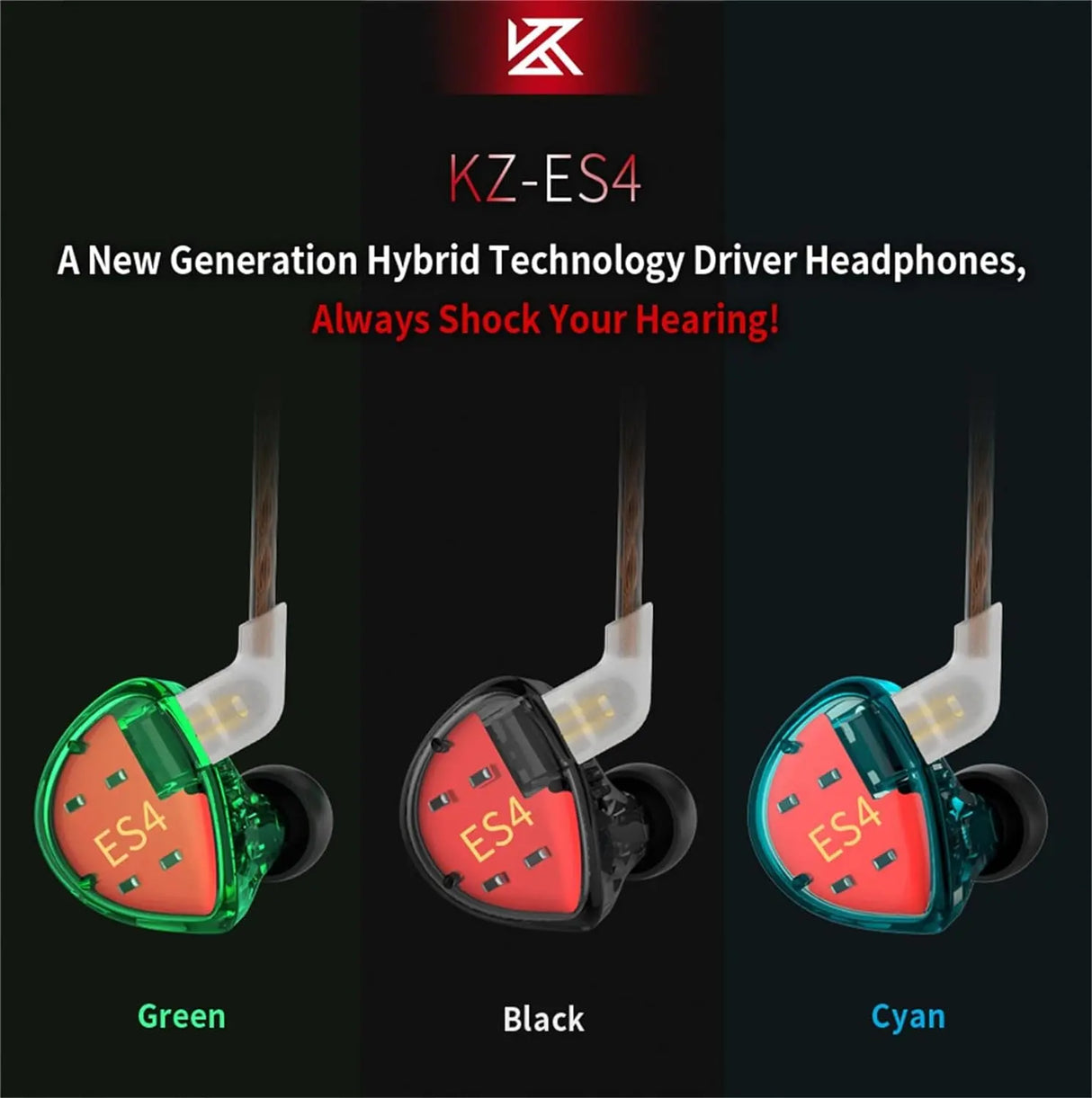 ES4 Wired Earbuds Extra Bass High Fidelity in Ear Monitor Earbuds 1Dd 1Ba Drivers Hybrid Technology IEM Earphones Wired  Headphones for Gaming Video Music (Black with Mic)