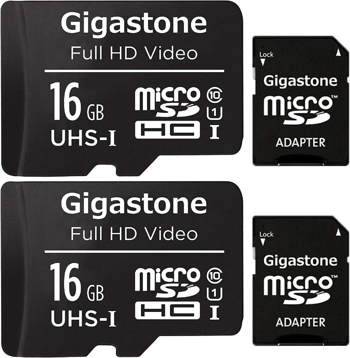 16GB 2-Pack Micro SD Card, FHD Video, Surveillance Security Cam Action Camera Drone, 85Mb/S Micro SDHC UHS-I U1 Class 10