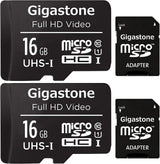 16GB 2-Pack Micro SD Card, FHD Video, Surveillance Security Cam Action Camera Drone, 85Mb/S Micro SDHC UHS-I U1 Class 10
