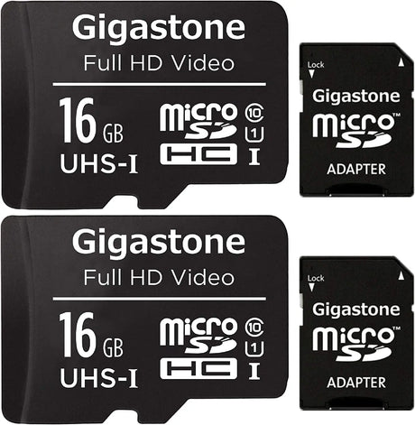 16GB 2-Pack Micro SD Card, FHD Video, Surveillance Security Cam Action Camera Drone, 85Mb/S Micro SDHC UHS-I U1 Class 10