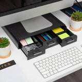 Plastic PC, Laptop Imac, Monitor Stand with Three Drawer Desk Organizer, Silver