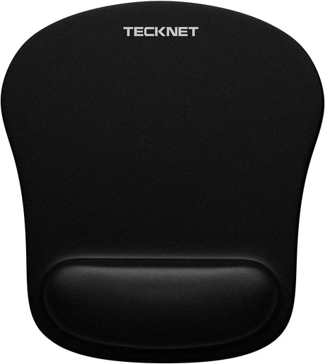 Mouse Pad with Wrist Support, Ergonomic Gaming Mouse Pad Pain Relief, Portable Comfortable Mousepad for Computer, Laptop, Office, Home and Travel, Non-Slip Base, Waterproof Surface, Black