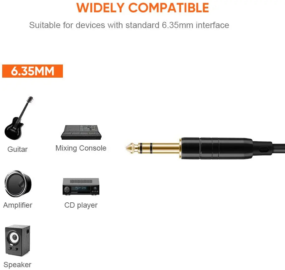 15 Feet 6.35Mm 1/4" TRS to 6.35Mm 1/4" TRS Balanced Stereo Audio Cable, Male to Male, 4.5 Meters/Black