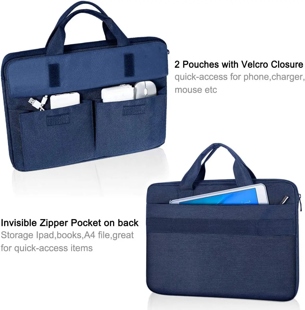 Laptop Bag Case 17 17.3 Inch, Waterproof Computer Sleeve Cover Compatible with Macbook 17, 17-18 Inch HP Acer Dell Lenovo ASUS Laptop, Slim Briefcase with Shoulder Strap, Blue