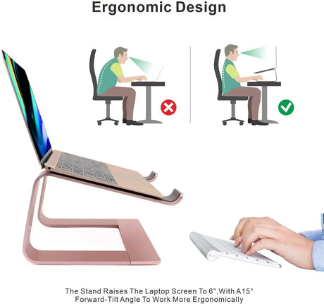Laptop Stand, Ergonomic Aluminum Laptop Mount Computer Stand, Detachable Laptop Riser，Notebook Holder Stand Compatible with Macbook Pro/Air HP Lenovo Samsung Huawei ，All 10-17.3" Laptops(Rose Gold)