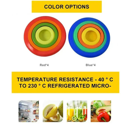 4Pcs/Set Silicone Fresh Keeping Cover Lid Vegetable Storage Cover Reusable Food Storage Fresh Keeping Fresh Set Kitchen Cookware