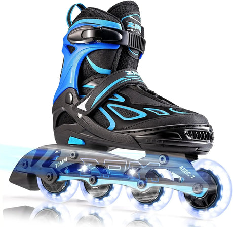 Vinal Girls Adjustable Flashing Inline Skates, All Wheels Light Up, Fun Illuminating Skates for Kids and Men