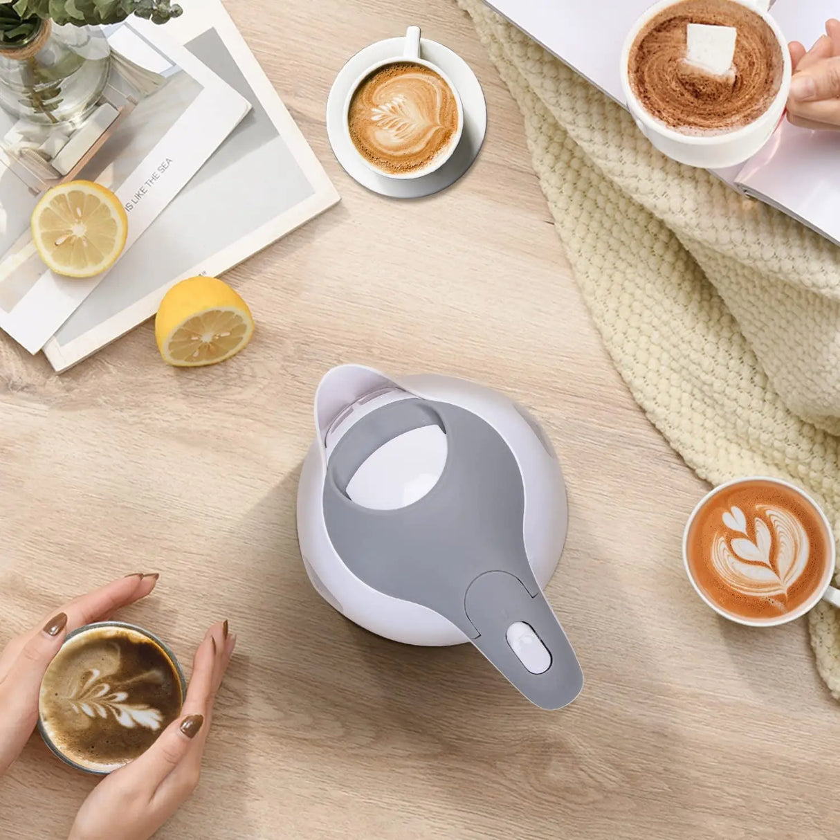 Small Electric Kettle, 1L Portable Electric Tea Kettle 1100W with Automatic Shut-Off and Boil Dry Protection, Travel Hot Water Boiler Cordless for Making Coffee and Tea, Bpa-Free, Grey