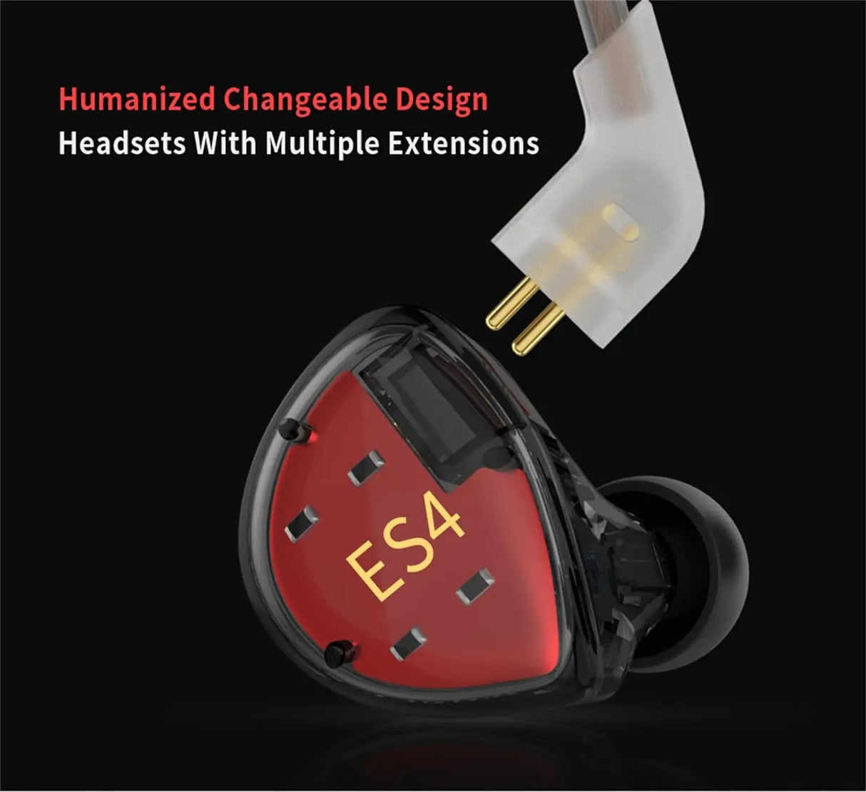 ES4 Wired Earbuds Extra Bass High Fidelity in Ear Monitor Earbuds 1Dd 1Ba Drivers Hybrid Technology IEM Earphones Wired  Headphones for Gaming Video Music (Black with Mic)