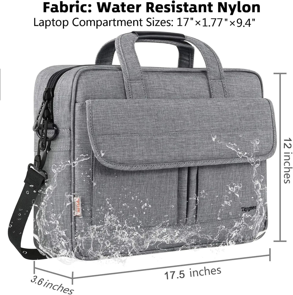 17 Inch Laptop Briefcase, Business Water Resistant Briefcase Carry on Case for for Men Women, Durable Professional Lightweight Portable Gifts Carry on Computer Bag with Strap, Grey