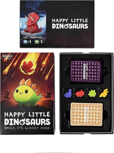 - Happy Little Dinosaurs Card Game - Dodge Disasters & Survive the Apocalypse! - 2-4 Players Ages 8+