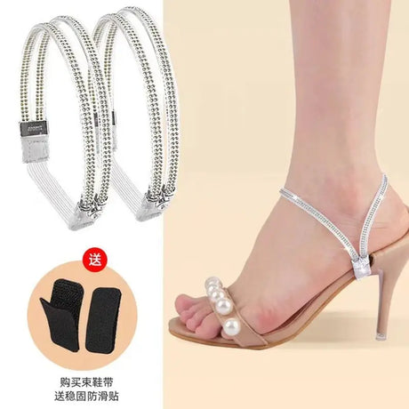 Women Shoelaces Free Triangle Bundle High Heels Adjustable Shoe Belt Ankle Holding Loose Anti-Skid Bundle Laces Tie Straps Band
