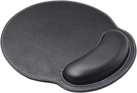 Ergonomic PU Leather Mouse Pad with Wrist Support,Comfort Memory Foam,Waterproof Surface，Non- Slip Rubber Base for Computer Laptop & Mac,Lightweight Rest for Home,Office & Travel (Black)