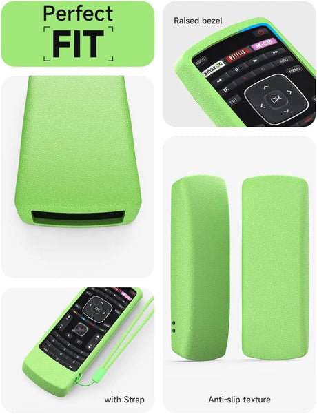 Remote Case for Vizio XRT112 / XRV4TV Smart TV Remote Skin-Friendly Silicone Cover for Vizio XRT112 / XRV4TV Remote Control Shockproof Anti-Lost with Remote Loop (Glow in Dark Green)