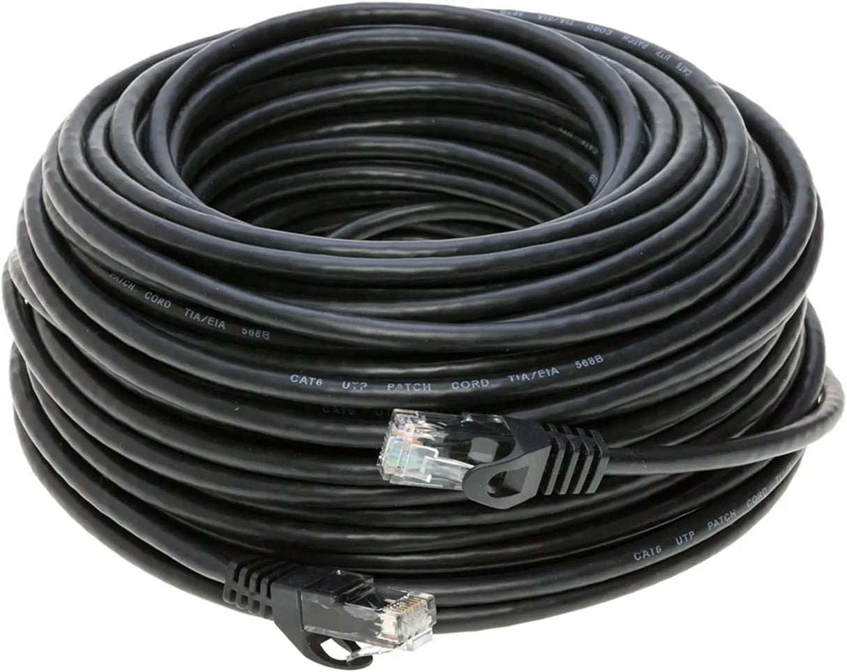 100Ft Black Cat5E Ethernet Network Patch Cable Internet Wire for Modem, Router, Pc, TV, Consoles