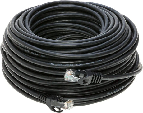 100Ft Black Cat5E Ethernet Network Patch Cable Internet Wire for Modem, Router, Pc, TV, Consoles
