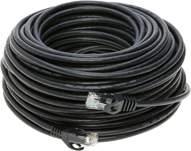 100Ft Black Cat5E Ethernet Network Patch Cable Internet Wire for Modem, Router, Pc, TV, Consoles