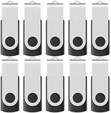 10-Pack  16GB USB 2.0 Flash Memory Stick Swivel Thumb Drives for Universal Data Storage at Home & the Office (Black)