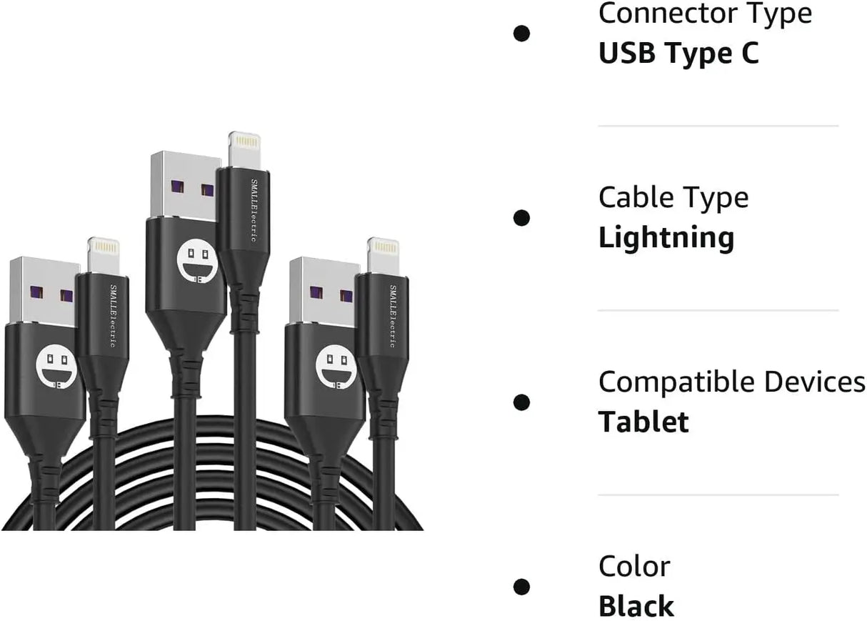 1Ft Iphone Charger Short Lightning Cable, 3-Pack Mfi-Certified Iphone Charger Cable 1Foot Charging Cord for Iphone 12 11 Pro X XS Max XR/8 Plus/7 Plus/6/6S Plus/5S /5C/Ipad Mini Air(Black)