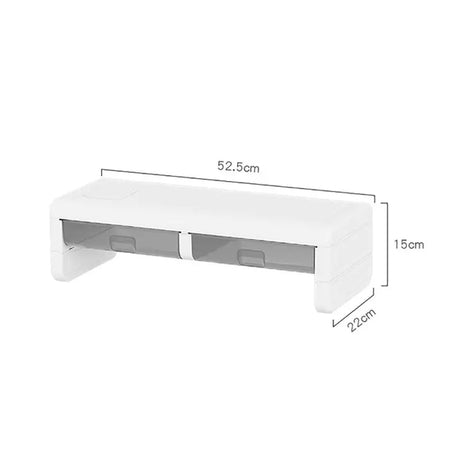 Desktop Computer Monitor Stand Raiser Multi-Function Storage Shelf 2 Drawer PC Computer Laptop Holder Heightening Bracket