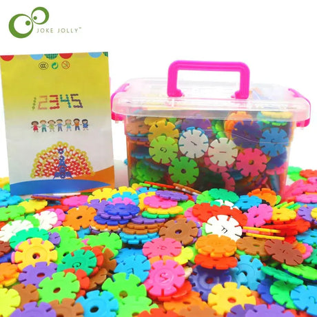 60/100/200Pcs Early Education Insert Bag Snowflake Buliding Block Set Baby Puzzle Plastic Assembling Buliding Blocks Toys DDJ