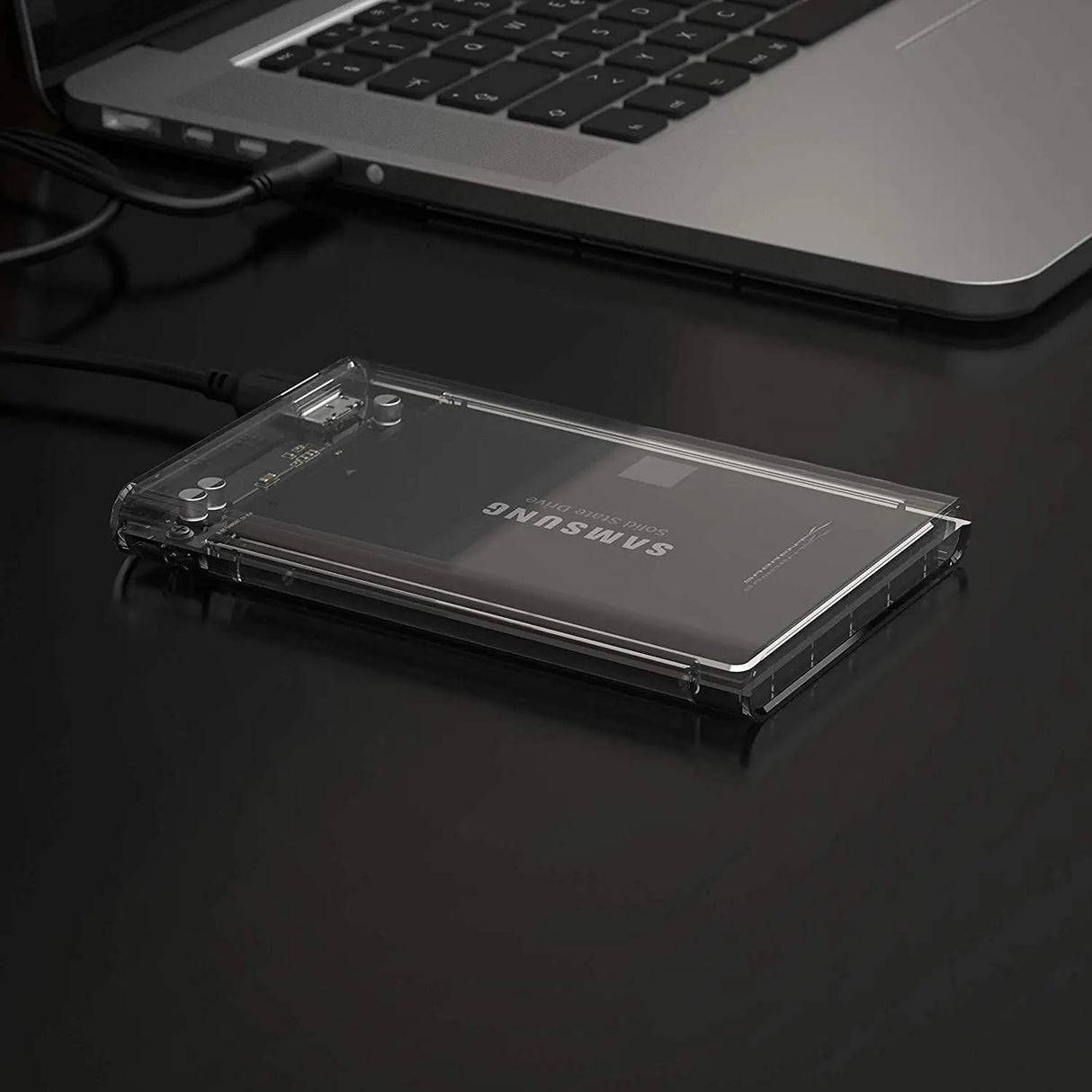 2.5 Inch SATA to USB 3.0 Tool Free Clear External Hard Drive Enclosure [Optimized for SSD, Supports UASP SATA III] (EC-OCUB)