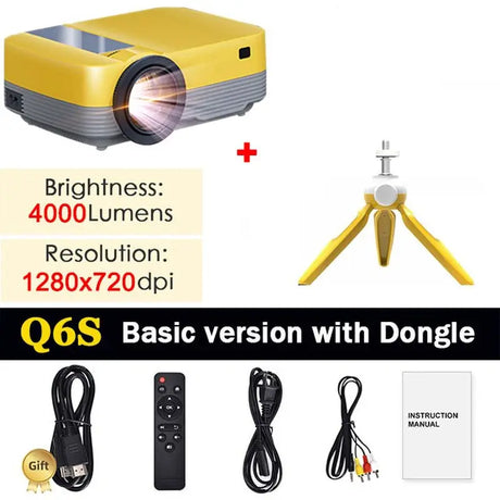 Q6S Video Projector for Movie Home Cinema Full HD 1080P Supported Airplay Movie Beamer Wifi Android 10 TV BOX Optional