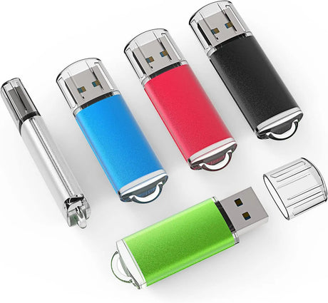 USB Flash Drive 5 Pack 32GB USB 2.0 Flash Drive Memory Stick USB Drive Jump Drive USB Storage Flash Drives Pen Drive Thumb Drives (5 Mixed Colors: Black Blue Green Red Silver)