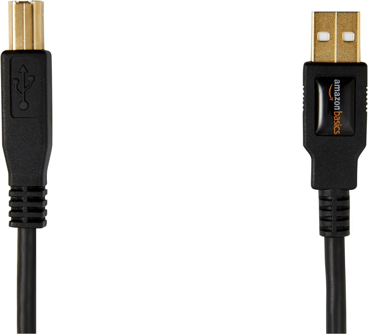 USB-A to USB-B 2.0 Cable for Printer or External Hard Drive, Gold-Plated Connectors, 6 Foot, Black