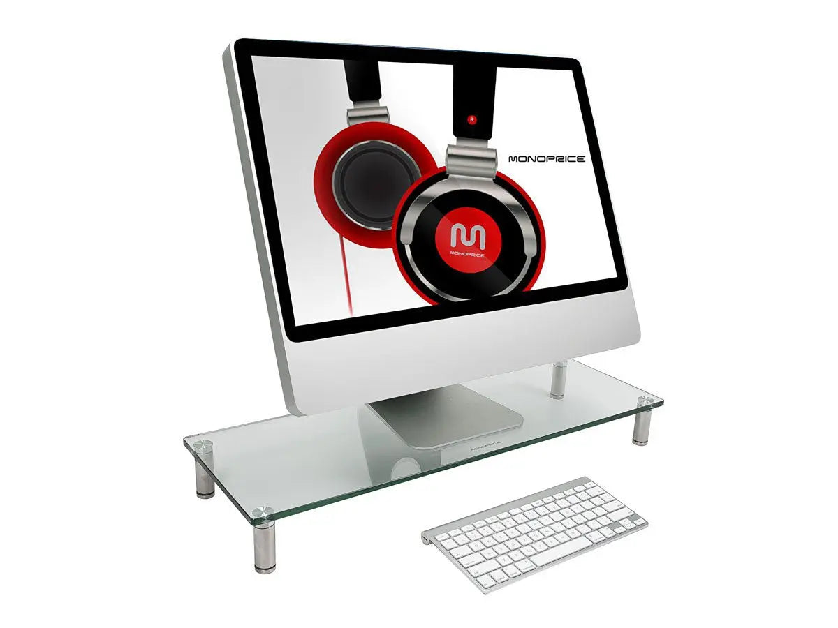 Multimedia Desktop Stand 27.5" X 9.5" - Stand & Riser, Laptop Stand, Desktop TV Stand, Dual Monitors W/ Height Adjustable Legs - Workstream