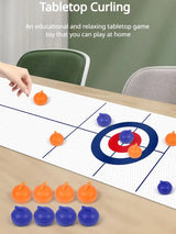 Family Fun Board Games for Kids & Adults: Tabletop Curling Game with 8 Rollers & Shuffleboard Pucks!