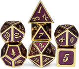 Table Game Metal Dice Set, 7PCS D&D Metal Die with Metal Gift Box for Tabletop Games Dungeons and Dragons Dice (Dark Purple and Gold Number)