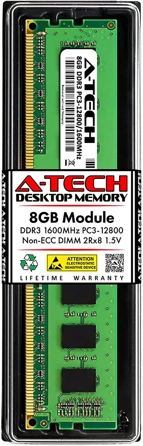 8GB DDR3 1600Mhz PC3-12800 CL11 DIMM 2Rx8 1.5V 240-Pin Non-Ecc UDIMM Desktop RAM Memory Module