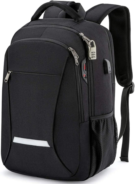Travel Laptop Backpack, Business Backpack with USB Charging Port and Password Lock, Durable Water Resistant Computer Bag Fit 15.6 Inch Laptops for Men Gift